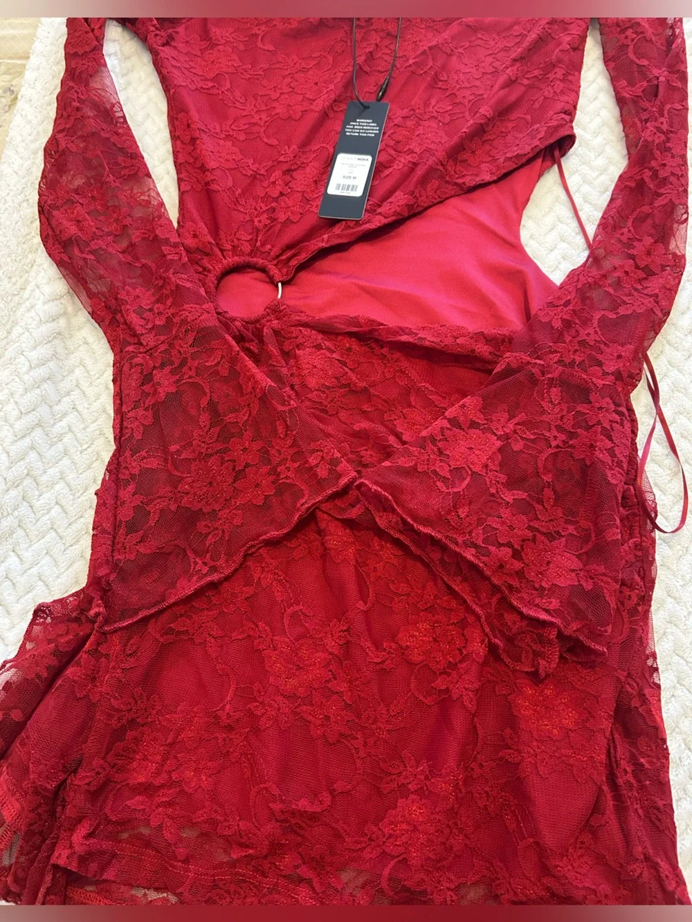 Fashion Nova Burgundy Lace Two-Piece Set - Picture 4 of 5